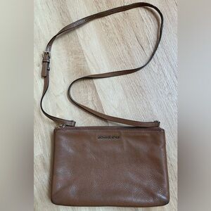 Michael Kors brown leather double pouch crossbody bag